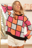 BiBi Multi Color Checker Pattern Sweater