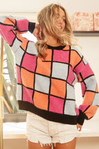 BiBi Multi Color Checker Pattern Sweater
