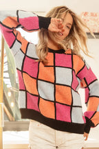 BiBi Multi Color Checker Pattern Sweater