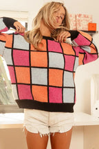 BiBi Multi Color Checker Pattern Sweater