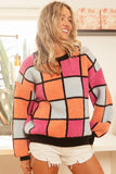 BiBi Multi Color Checker Pattern Sweater