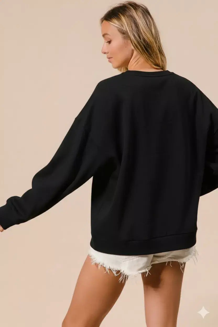 BiBi Plaid Merry Lettering Christmas Fleece Sweatshirt