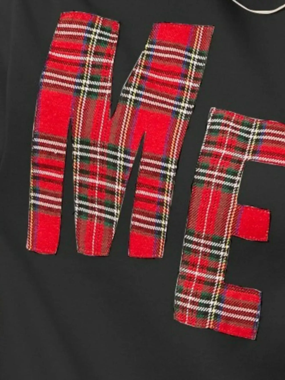 BiBi Plaid Merry Lettering Christmas Fleece Sweatshirt
