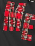 BiBi Plaid Merry Lettering Christmas Fleece Sweatshirt