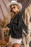 BiBi Suede Fringe Long Sleeve Jacket