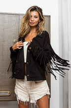BiBi Suede Fringe Long Sleeve Jacket