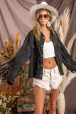 BiBi Suede Fringe Long Sleeve Jacket