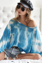 BiBi Tie Dye Hacci Top with Contrast Stitching Detail