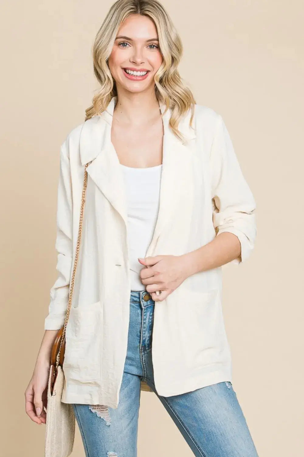 Culture Code One Button Long Sleeve Blazer with Pockets Hauptbild