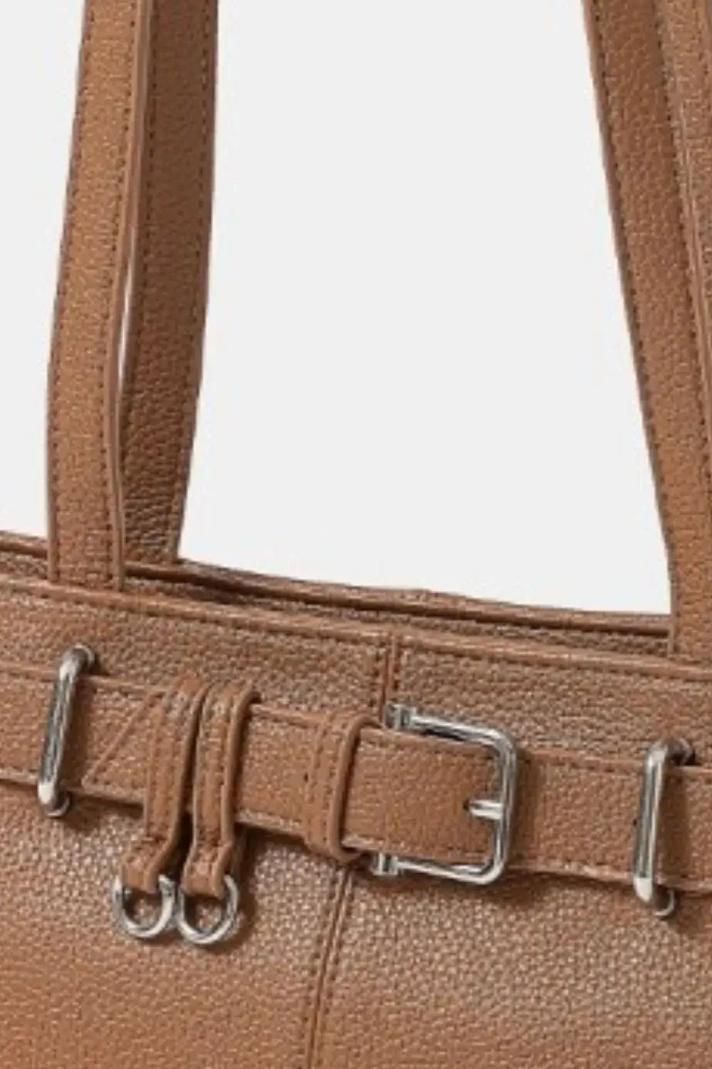 Fame Belt Strap Textured Faux Leather Shoulder Bag