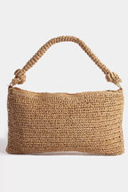 Fame Braided Handle Rectangular Straw Hand Bag