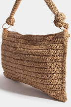 Fame Braided Handle Rectangular Straw Hand Bag