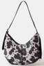 Fame Cow Print Hobo Shoulder Bag with Studded Details