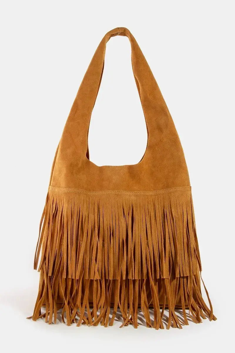 Fame Layered Fringe Detail Suede Hobo Bag Hauptbild
