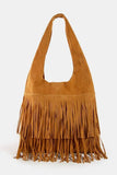 Fame Layered Fringe Detail Suede Hobo Bag