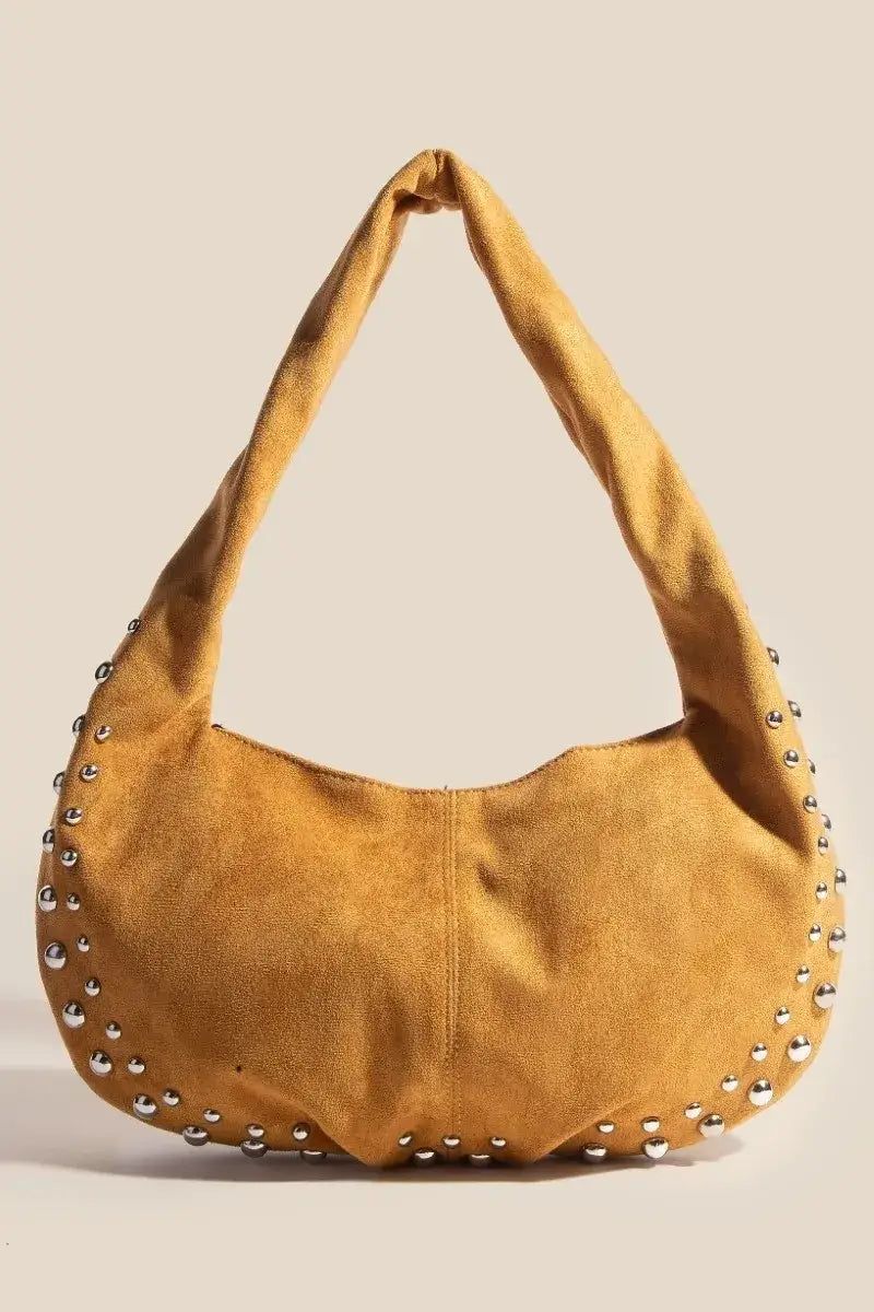 Fame Metallic Studded Faux Suede Hand Bag Image principale du produit