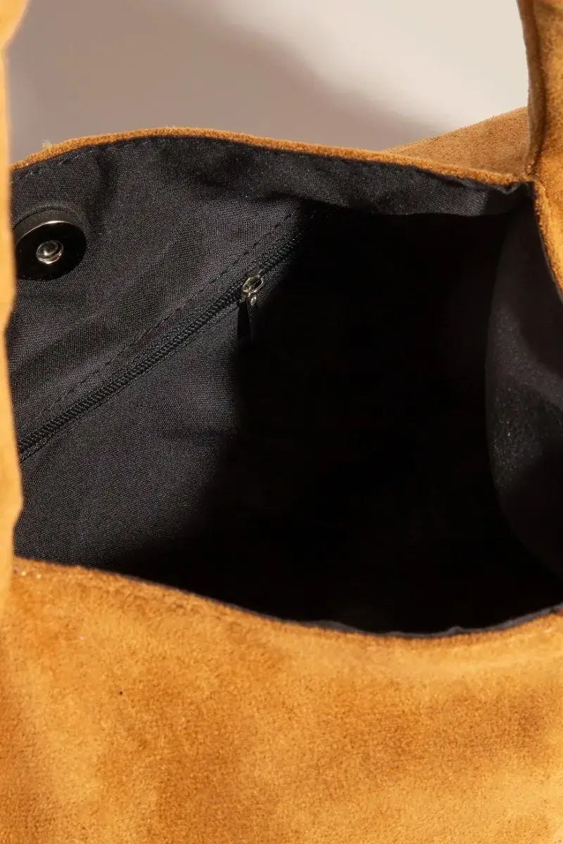 Fame Metallic Studded Faux Suede Hand Bag