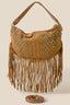 Fame Studded Pattern Multi Fringe Hobo Shoulder Bag