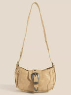 Fame Western Buckle Accent Multi Panel Shoulder Bag