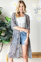 Heimish Full Size Leopard Open Front Cardigan Plus Size