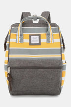 Himawari Striped Waterproof Nylon Backpack Bag with Side Pockets