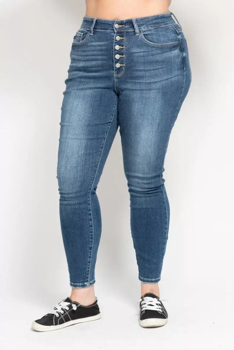 Judy Blue Full Size High Rise Button Fly Skinny Jeans Plus Size