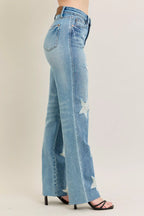 Judy Blue Full Size High Waist Rigid Magic Star Shaped Destroy 90's Straight Jeans Plus Size