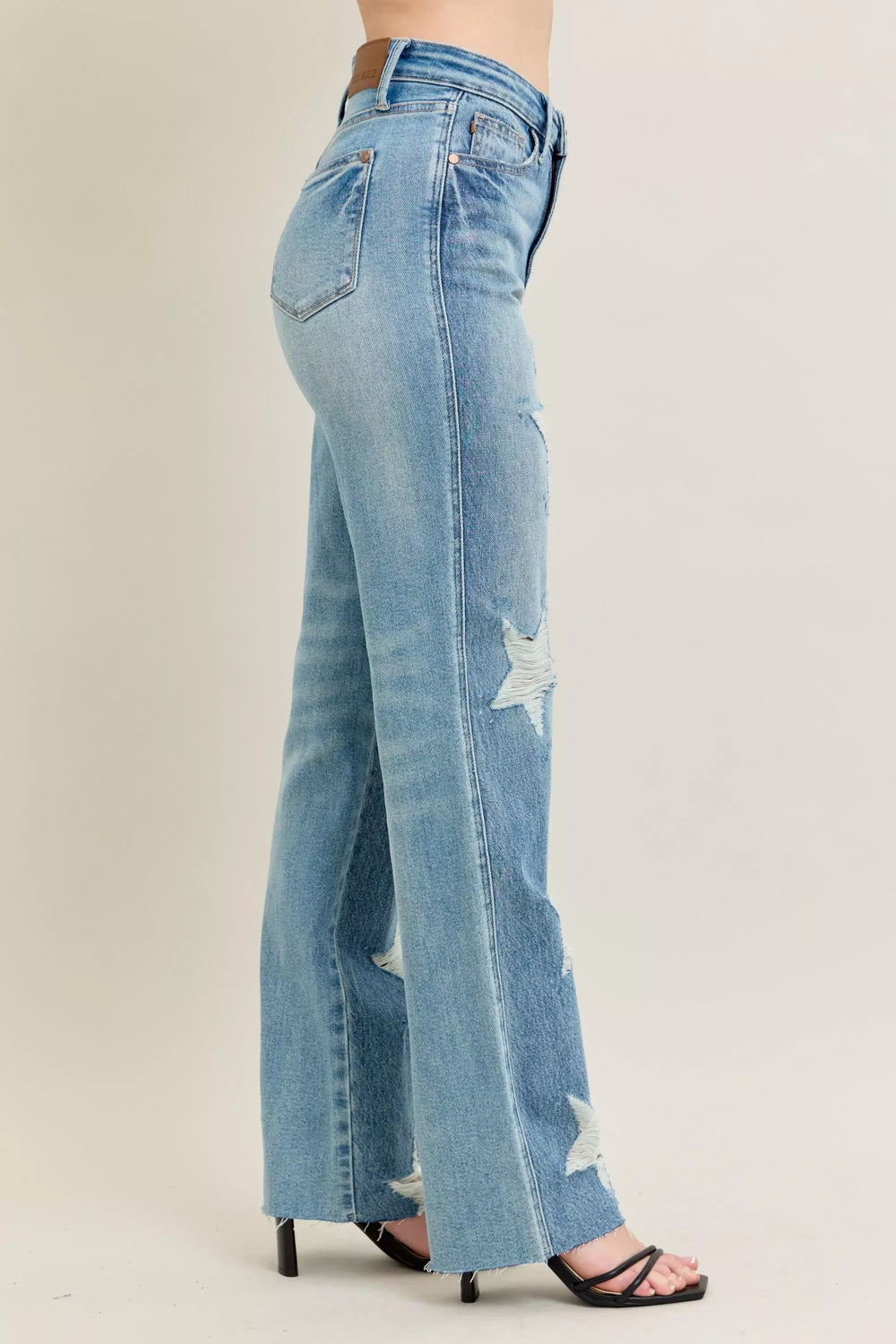 Judy Blue Full Size High Waist Rigid Magic Star Shaped Destroy 90's Straight Jeans Plus Size