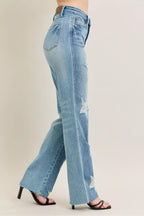Judy Blue Full Size High Waist Rigid Magic Star Shaped Destroy 90's Straight Jeans Plus Size