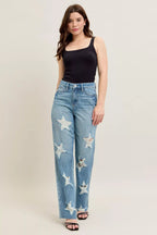Judy Blue Full Size High Waist Rigid Magic Star Shaped Destroy 90's Straight Jeans Plus Size