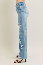 Judy Blue Full Size High Waist Rigid Magic Star Shaped Destroy 90's Straight Jeans Plus Size