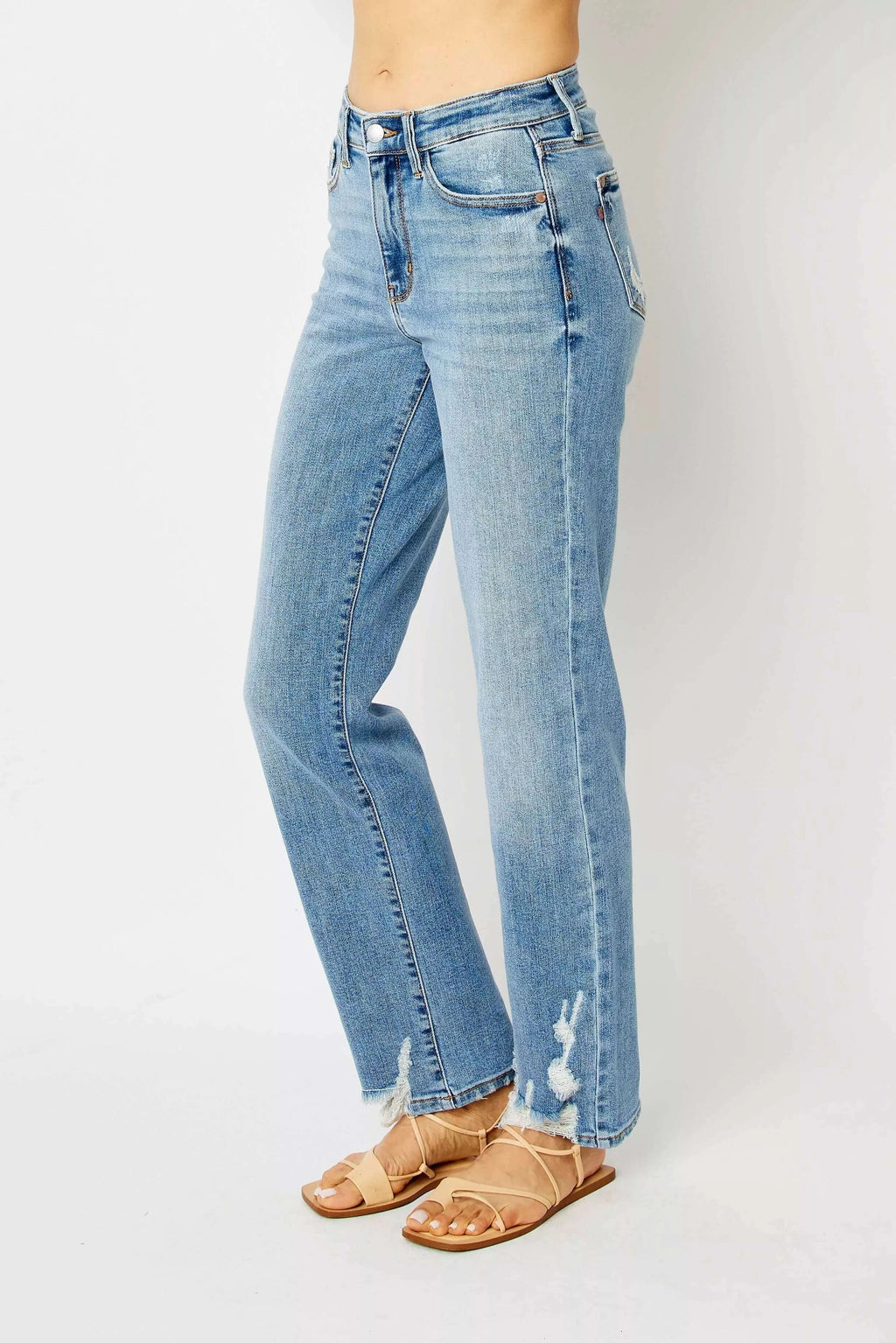 Judy Blue Full Size High Waist Straight Jeans with Heavy Destroy Plus Size