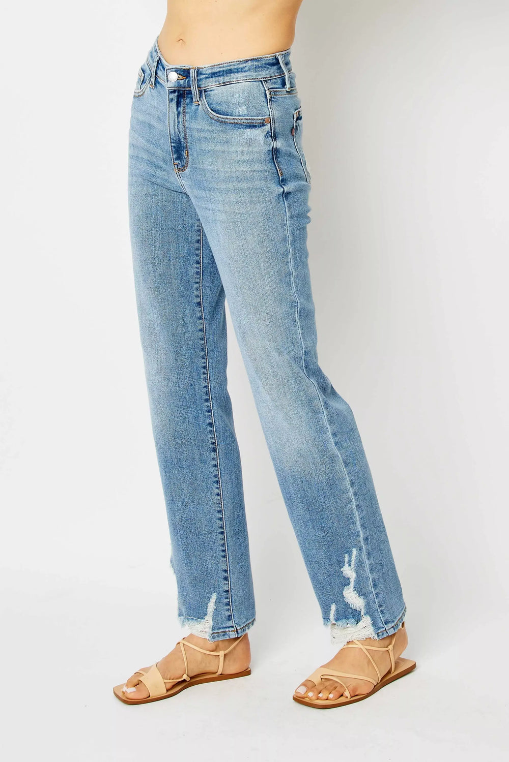 Judy Blue Full Size High Waist Straight Jeans with Heavy Destroy Plus Size