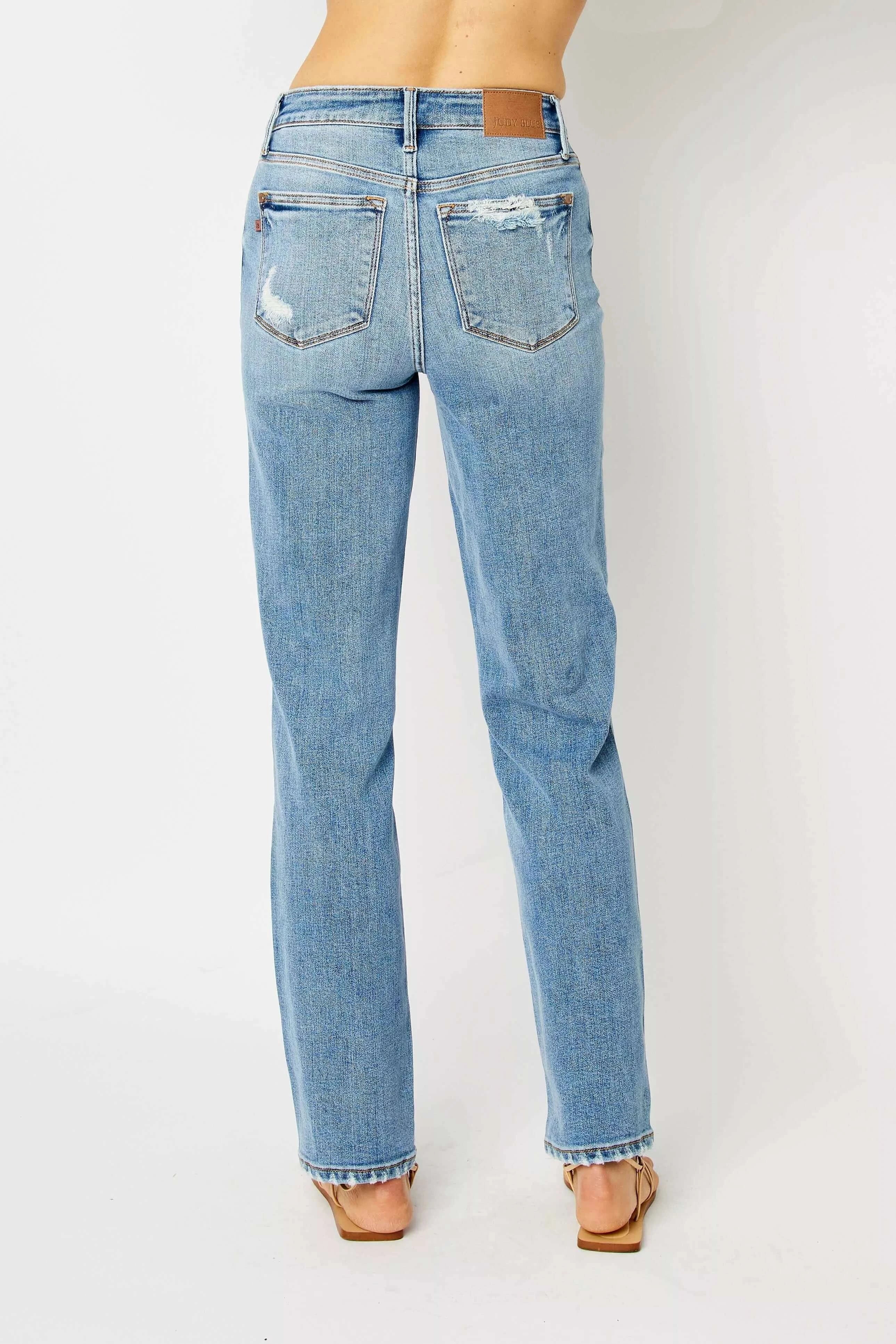 Judy Blue Full Size High Waist Straight Jeans with Heavy Destroy Plus Size