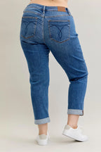 Judy Blue Full Size Mid Rise BF Classic Cuffed Jeans Plus Size