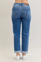Judy Blue Full Size Mid Rise BF Classic Cuffed Jeans Plus Size