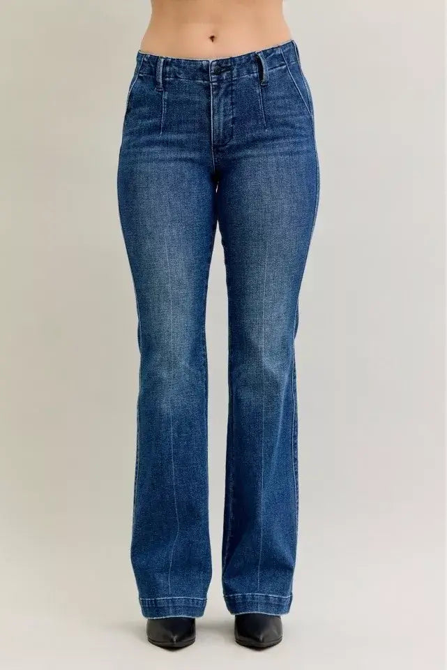 Judy Blue Full Size Mid Rise Bootcut Jeans with Welt Pockets Plus Size