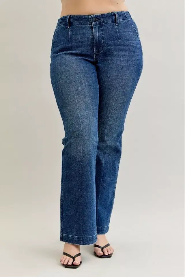Judy Blue Full Size Mid Rise Bootcut Jeans with Welt Pockets Plus Size