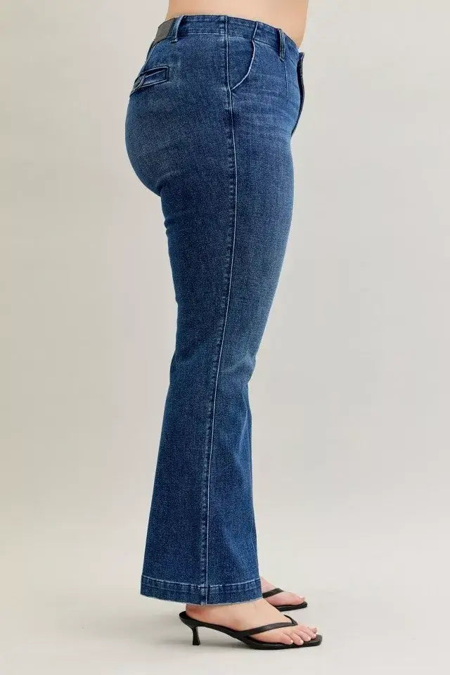 Judy Blue Full Size Mid Rise Bootcut Jeans with Welt Pockets Plus Size