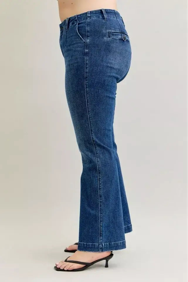 Judy Blue Full Size Mid Rise Bootcut Jeans with Welt Pockets Plus Size