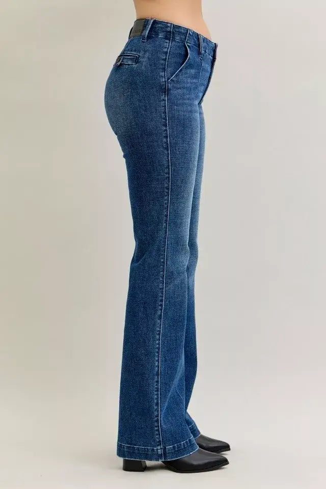 Judy Blue Full Size Mid Rise Bootcut Jeans with Welt Pockets Plus Size