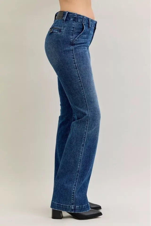 Judy Blue Full Size Mid Rise Bootcut Jeans with Welt Pockets Plus Size