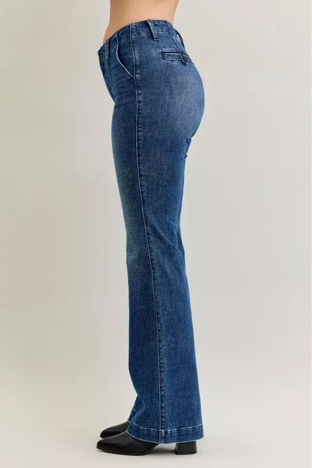 Judy Blue Full Size Mid Rise Bootcut Jeans with Welt Pockets Plus Size