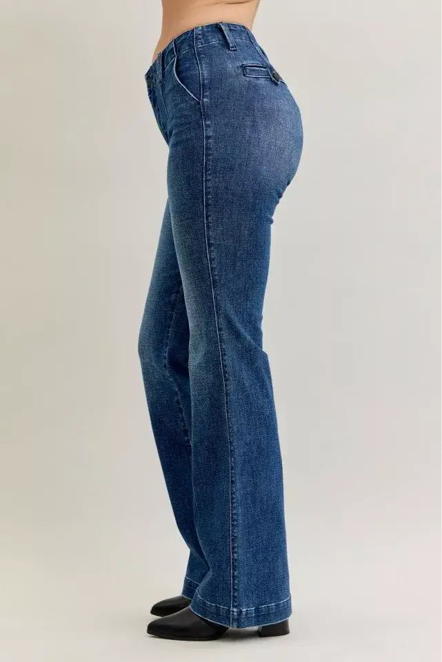 Judy Blue Full Size Mid Rise Bootcut Jeans with Welt Pockets Plus Size