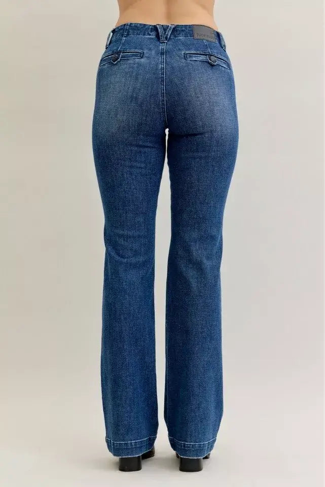 Judy Blue Full Size Mid Rise Bootcut Jeans with Welt Pockets Plus Size