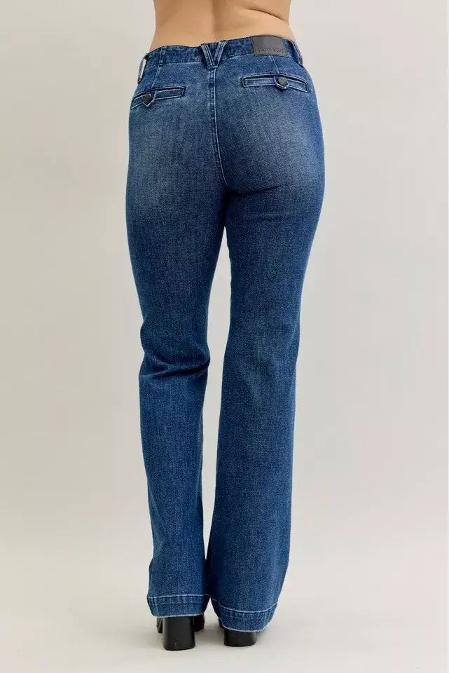 Judy Blue Full Size Mid Rise Bootcut Jeans with Welt Pockets Plus Size