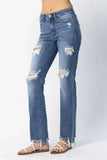 Judy Blue Full Size Mid Rise Destroy Straight Jeans Plus Size