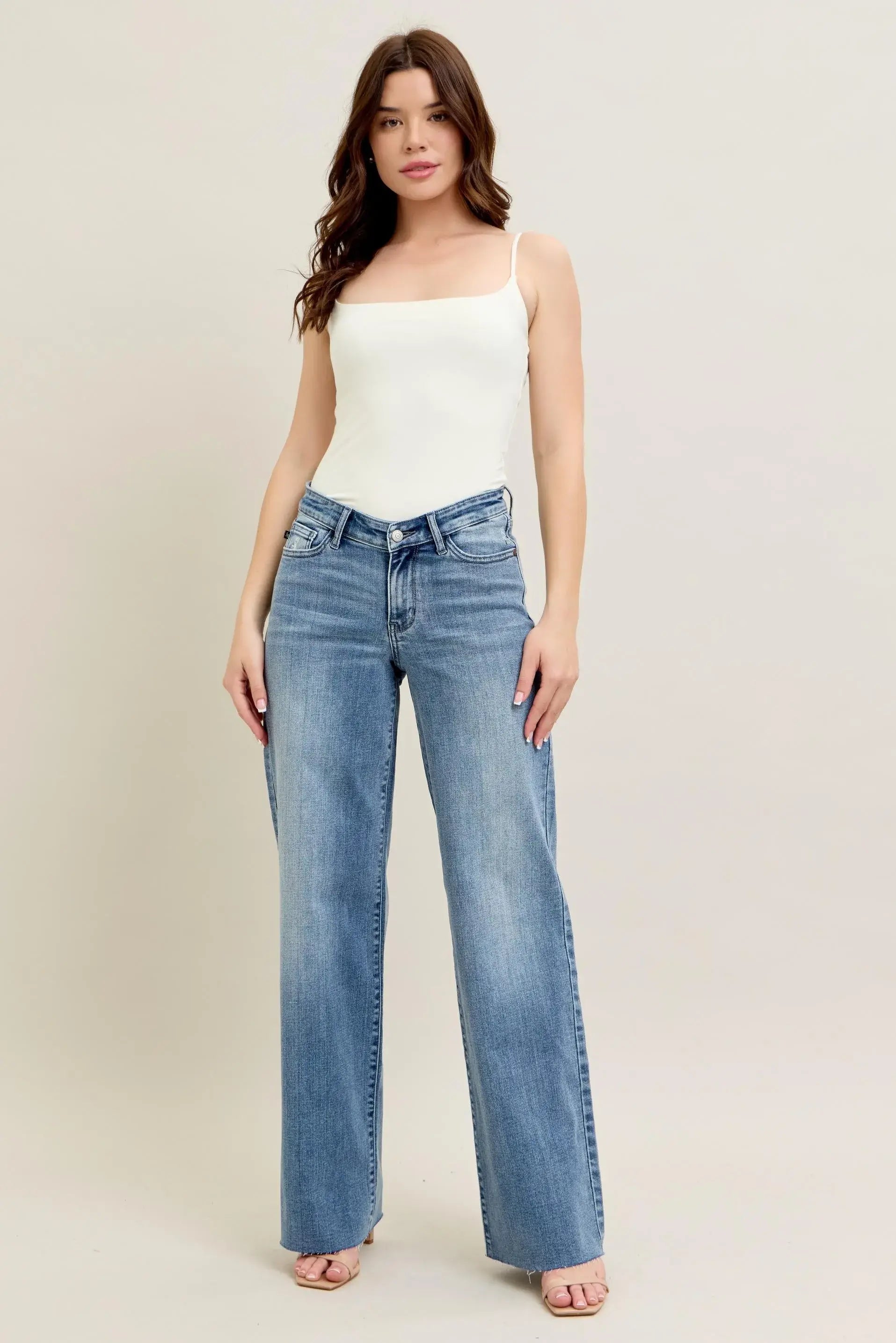 Judy Blue Full Size V - Front Baggy Jeans Plus Size