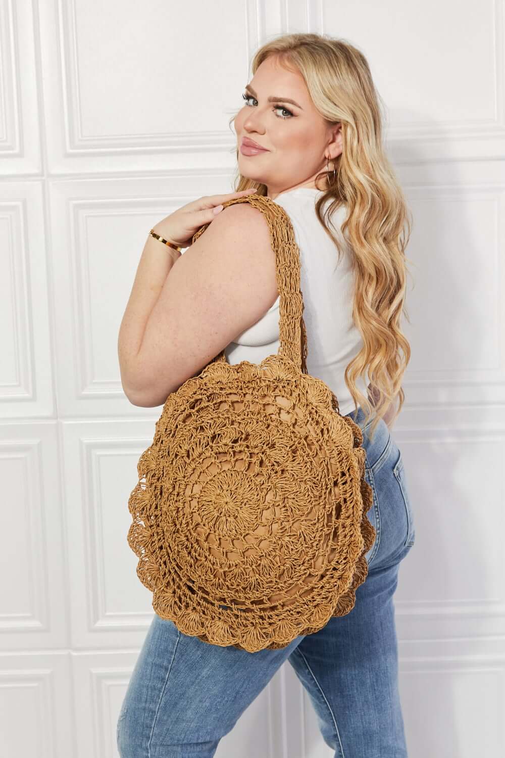 Justin Taylor Brunch Time Straw Rattan Handbag Image principale du produit