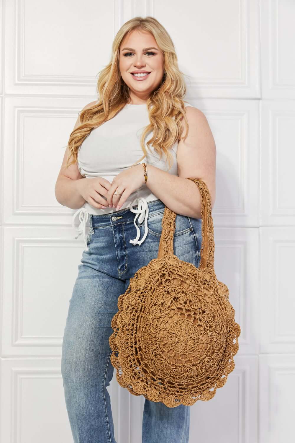 Justin Taylor Brunch Time Straw Rattan Handbag Image secondaire du produit
